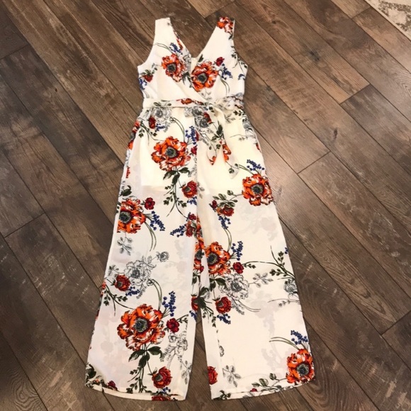 Altar'd State Pants - Altar’d State Wide Leg Floral Jumpsuit with Belt